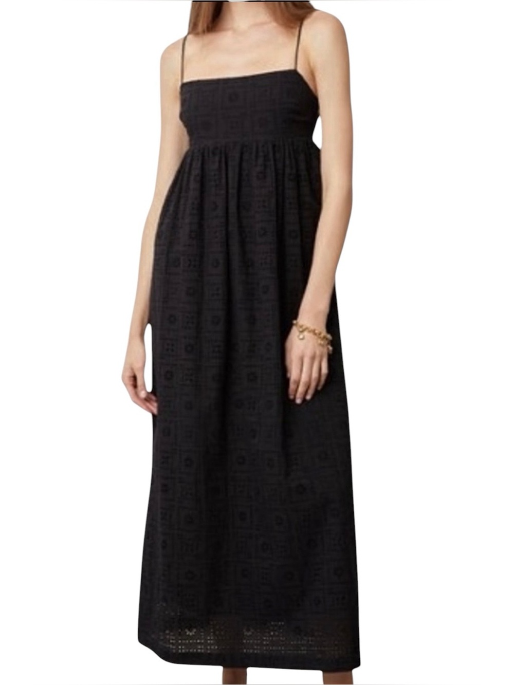 Rails Lucille Cotton Eyelet Cami Empire Waist Maxi Dress, Size L
